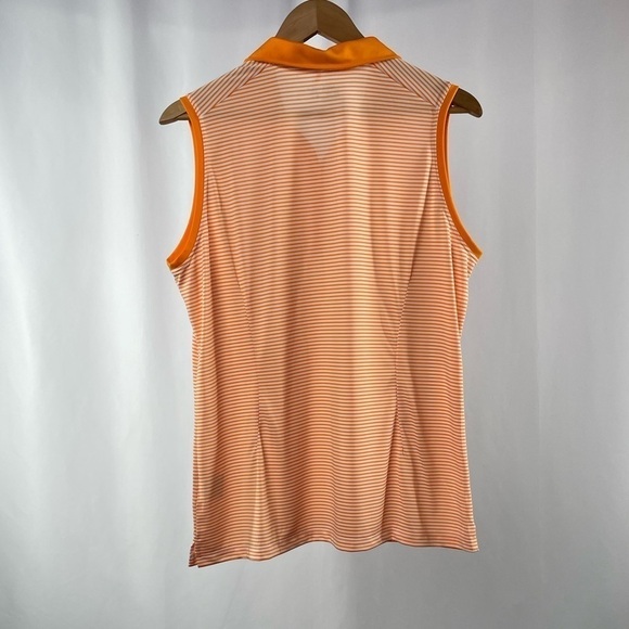 Nike Golf Sleeveless Stripe Collared Top‎ in Orange White Size XL - Picture 4 of 6